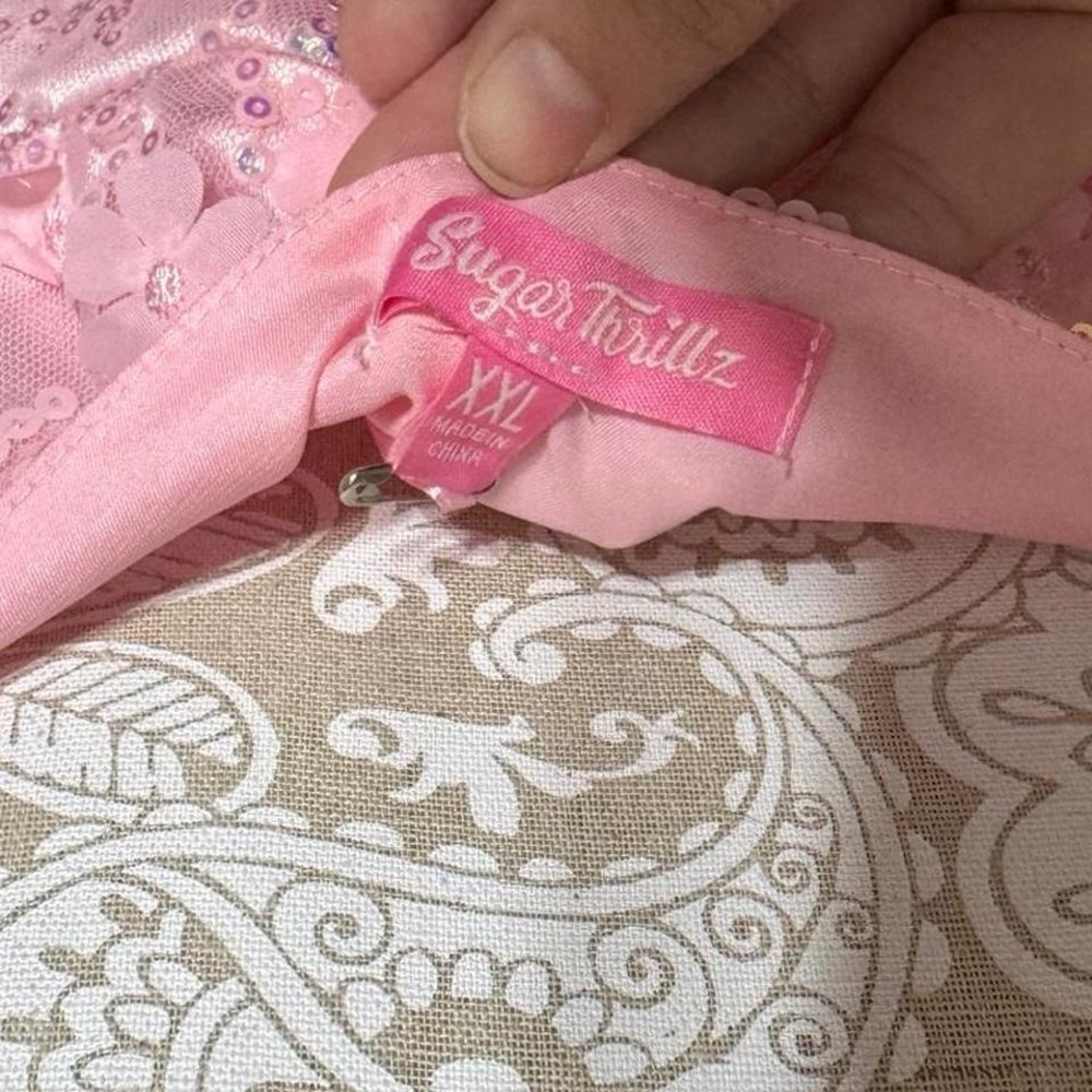 Sugar Thrillz NWT Dollskill Sequin Pink Beaded Cami XXL Pastel Goth Y2K Mcing - Picture 5 of 7